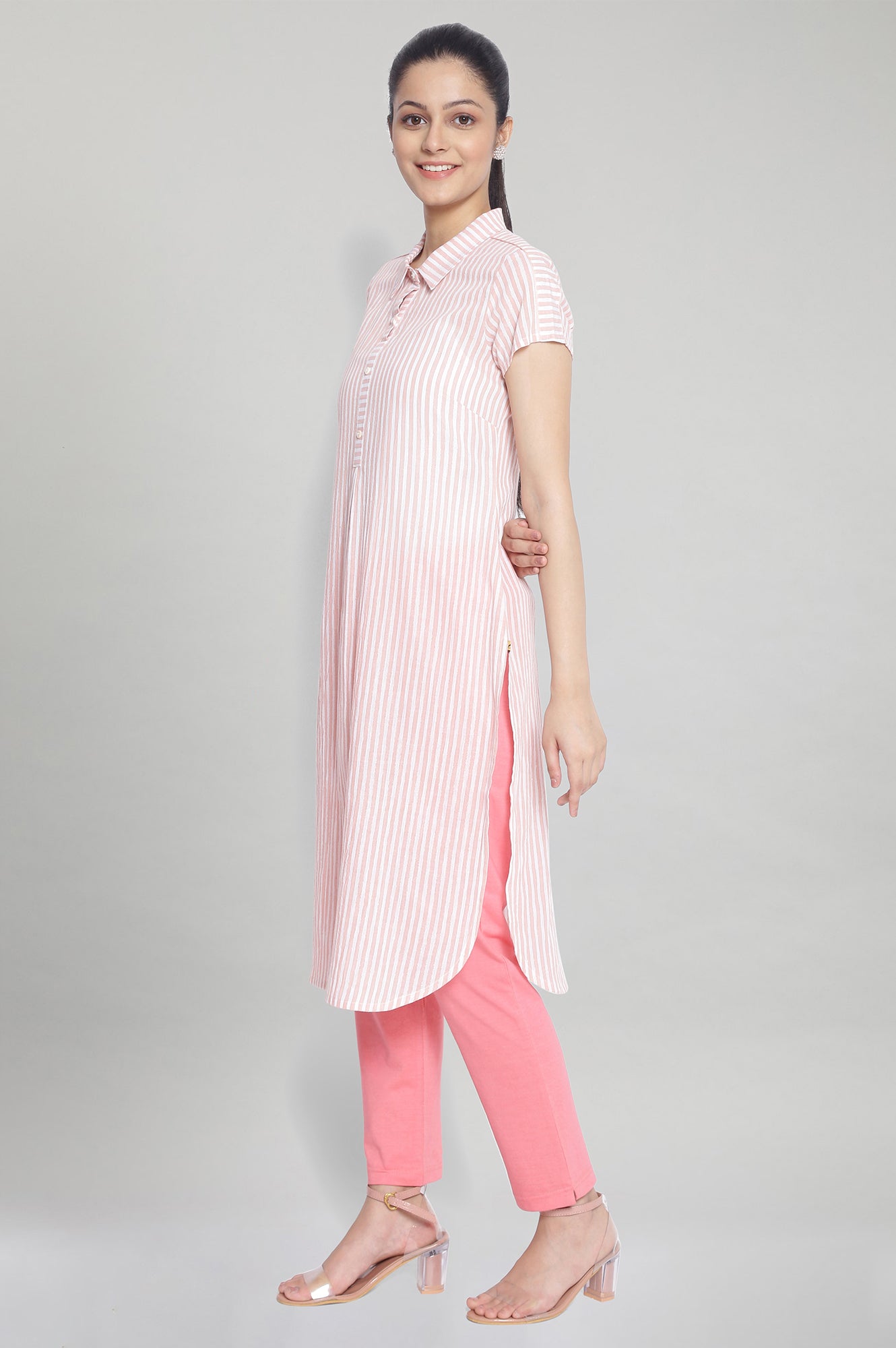 Peach Collar Neck kurta