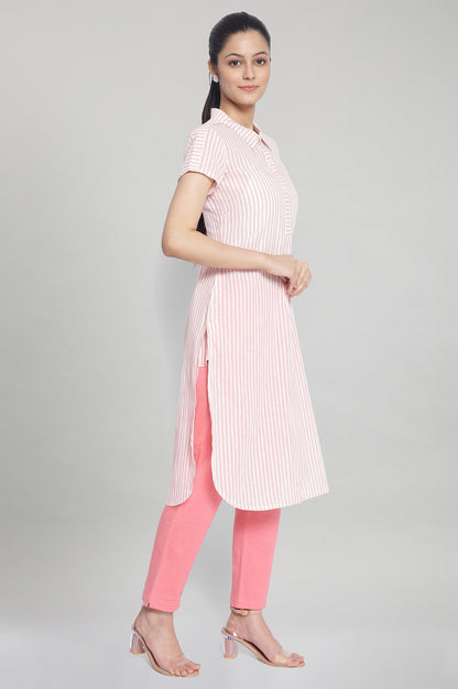 Peach Collar Neck kurta