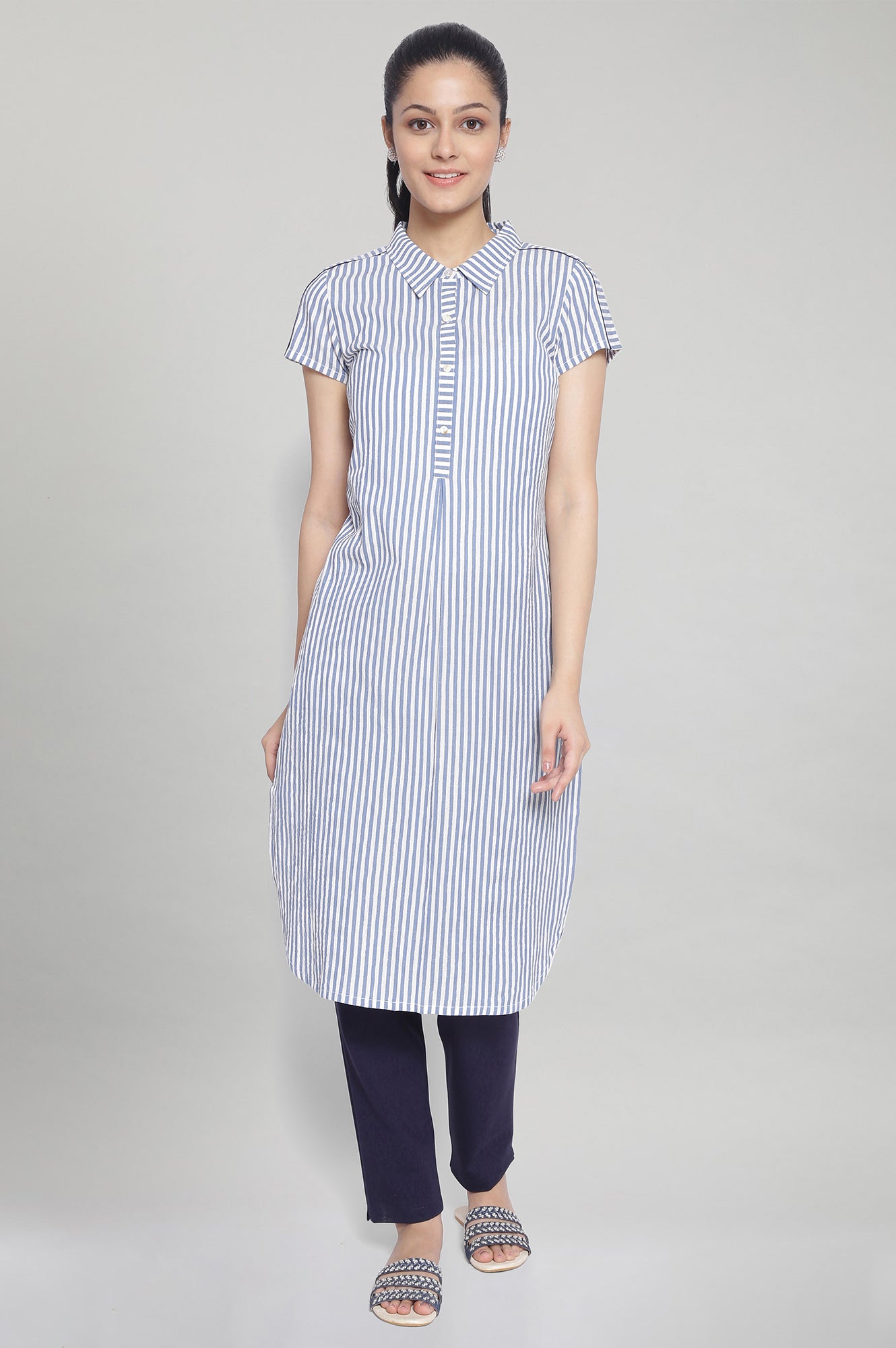 Light Blue Collar Neck kurta