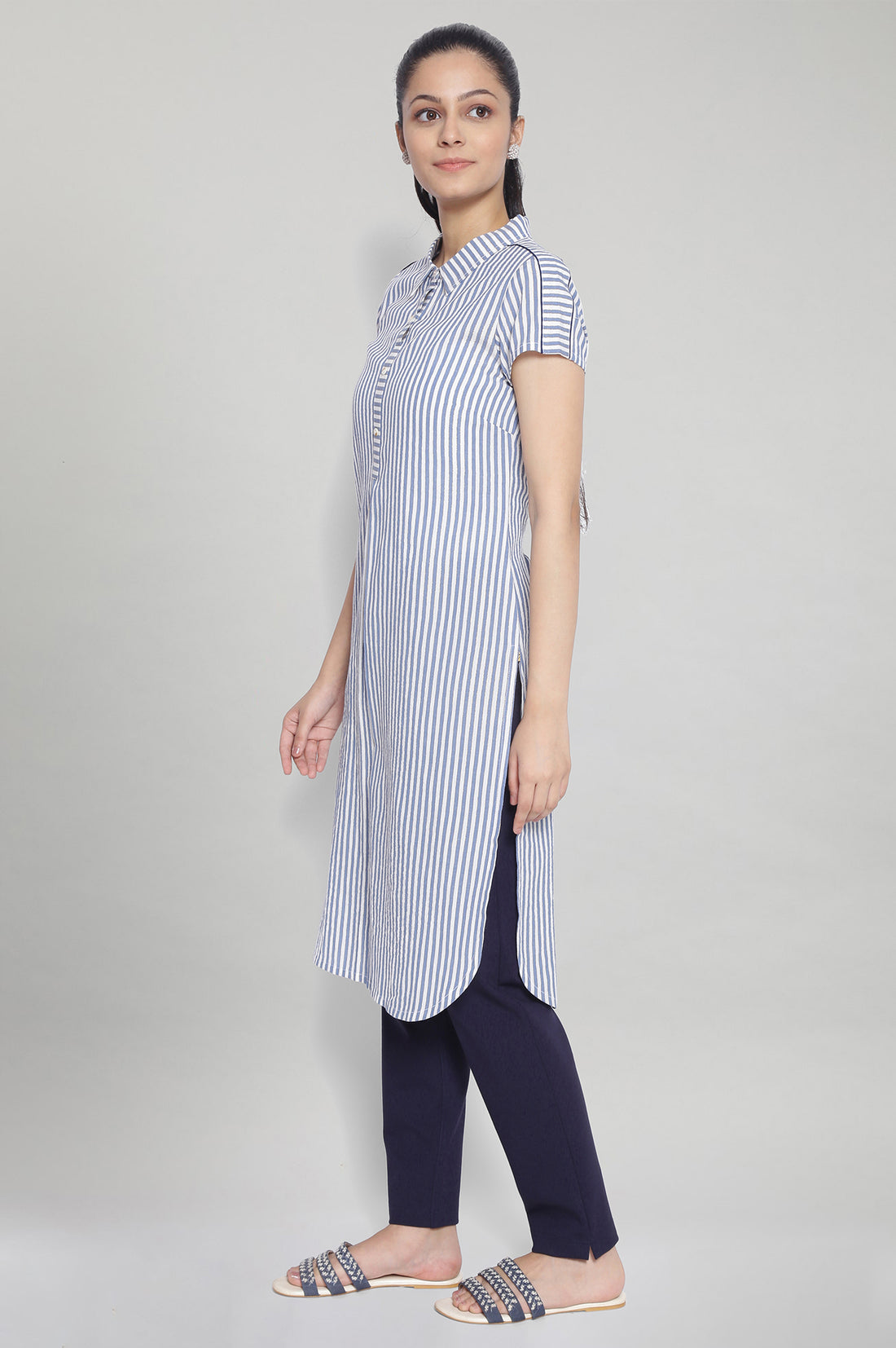 Light Blue Collar Neck kurta