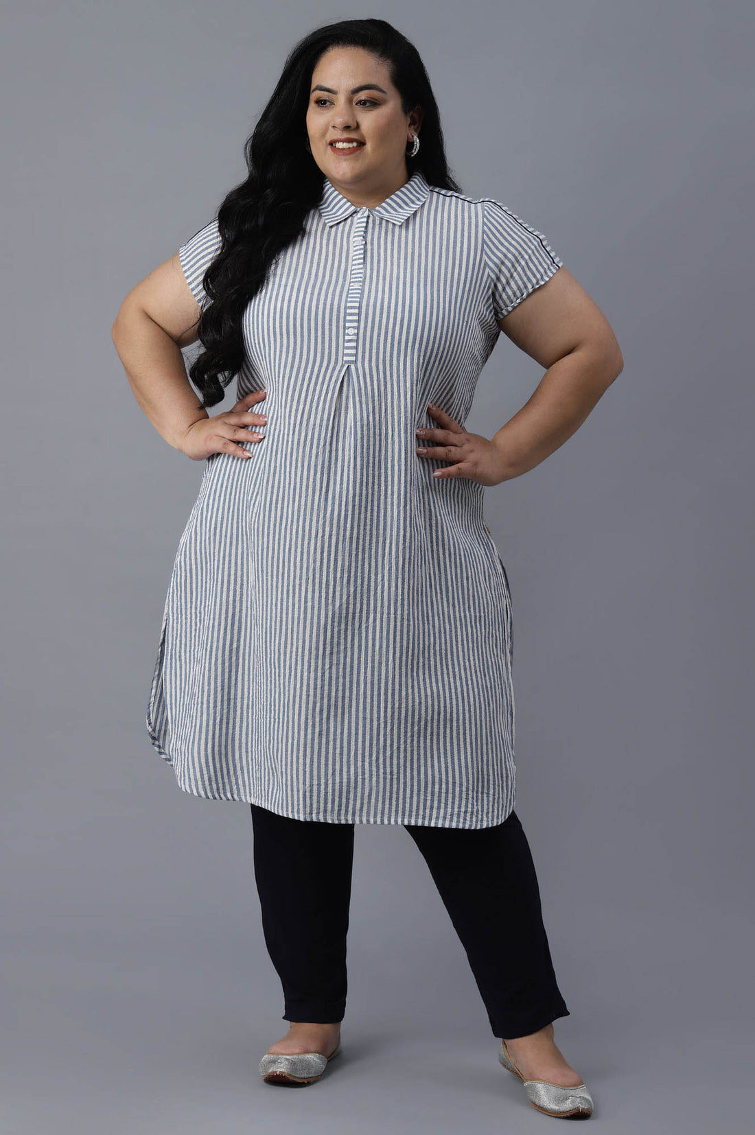 Light Blue Collar Neck kurta