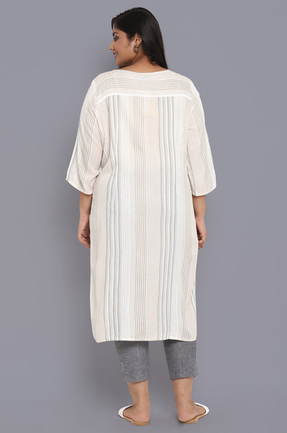 Beige Yarn-Dyed Geometric Print kurta