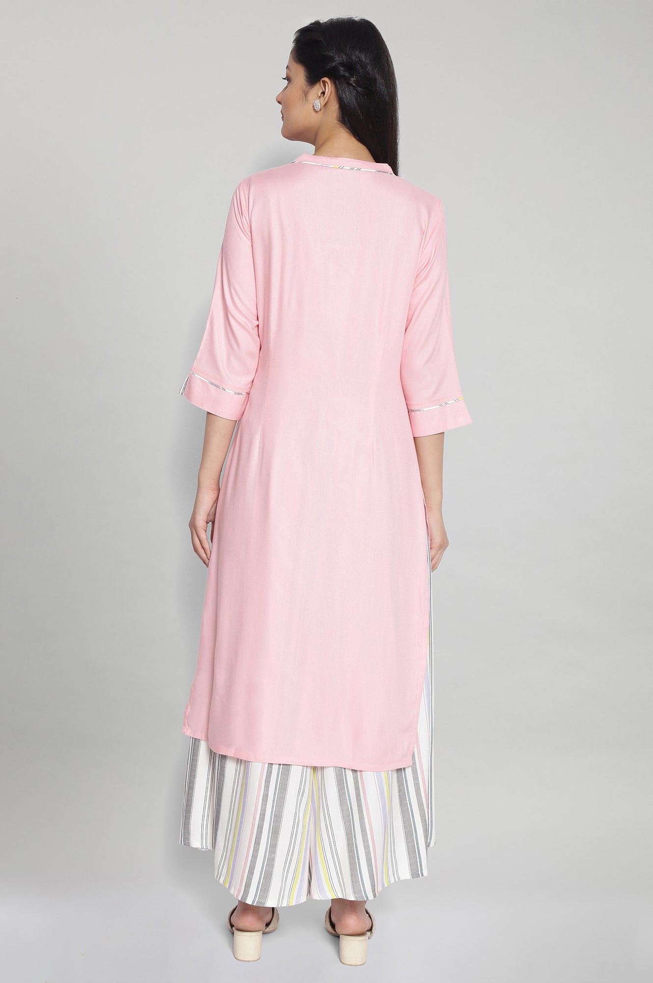 Baby Pink Band Collar kurta