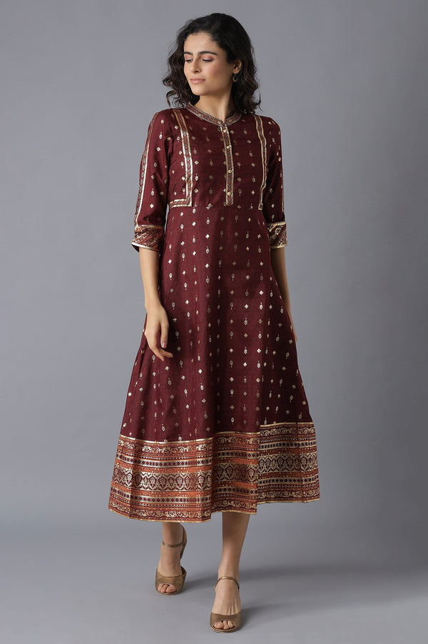 Maroon Print Dress