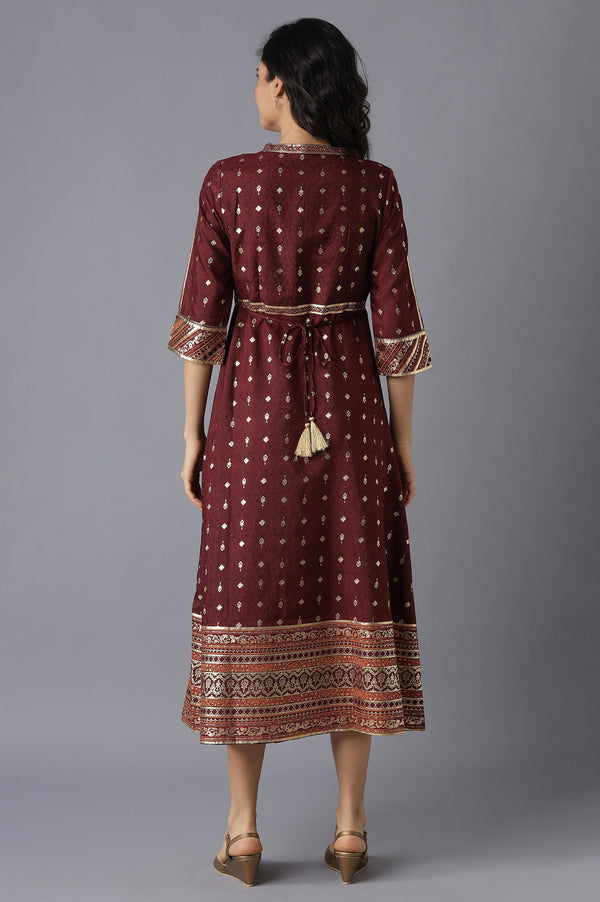Maroon Print Dress
