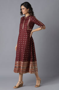 Maroon Print Dress