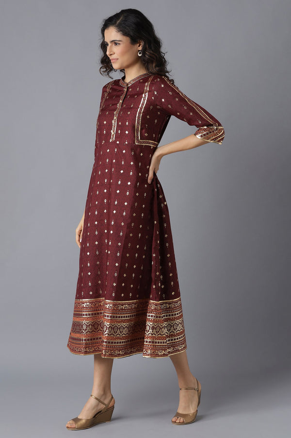 Maroon Print Dress
