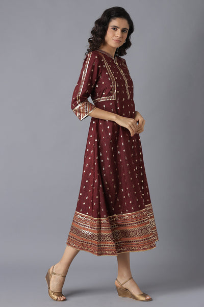 Maroon Print Dress