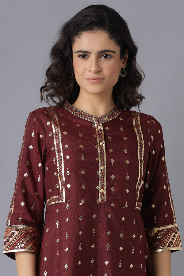 Maroon Print Dress