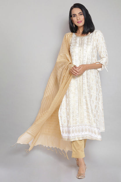 Stone White Round Neck Straight kurta