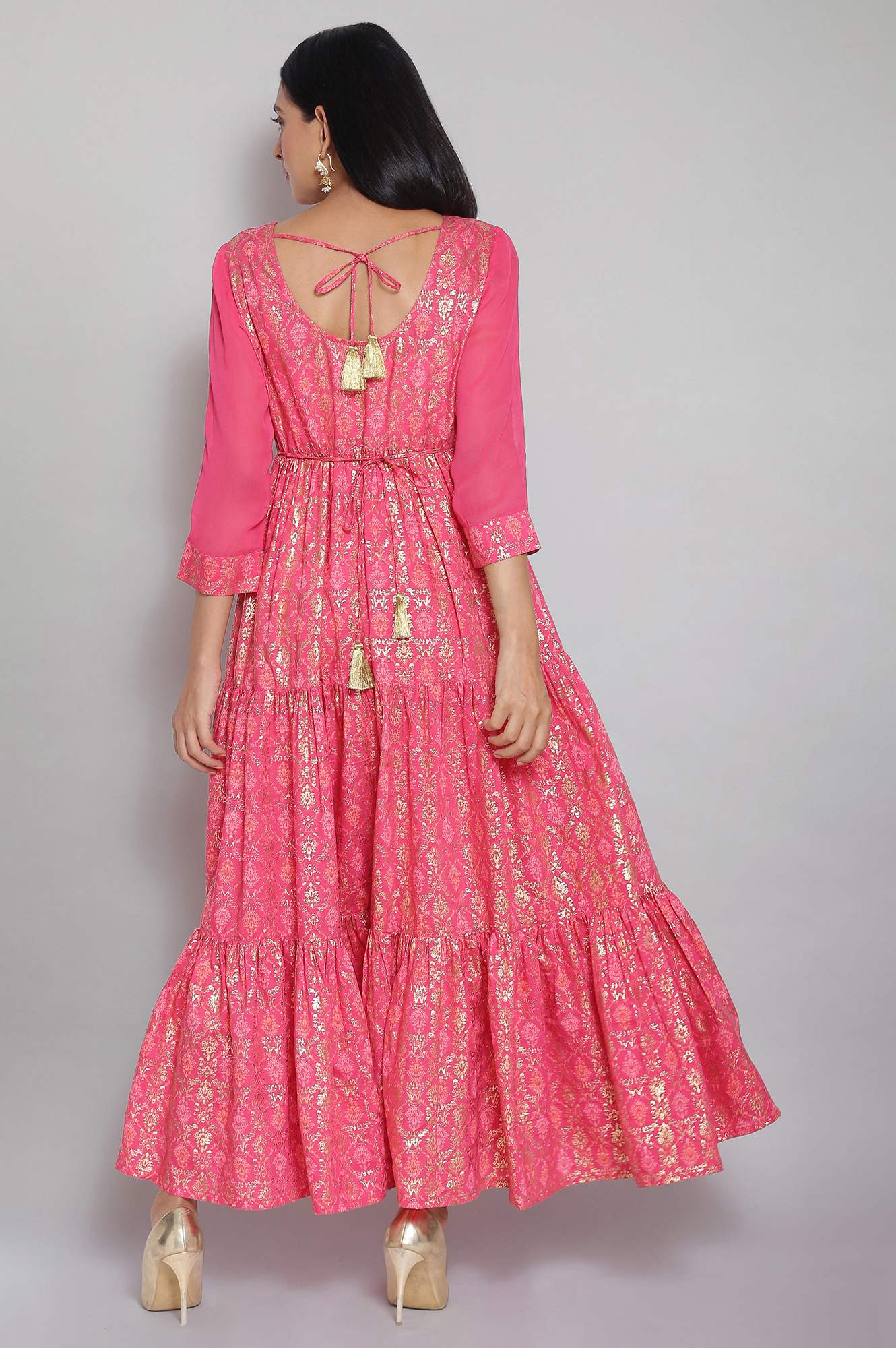 Pink Panelled Flared Dress