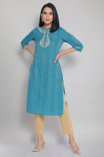 Blue Embroidered kurta