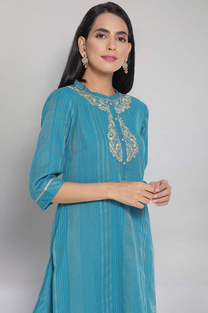 Blue Embroidered kurta