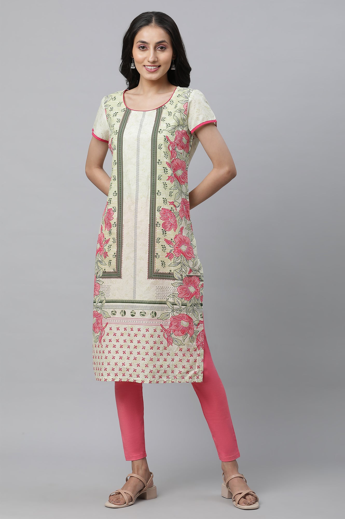 Slyvan Yellow Ethnic Cotton kurta