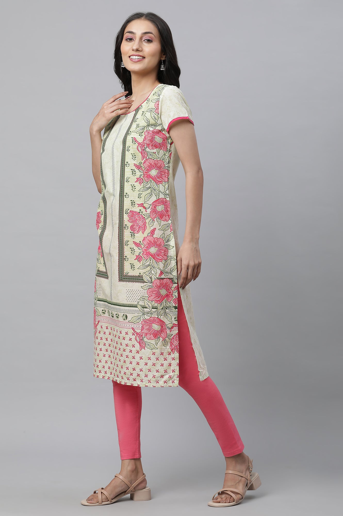 Slyvan Yellow Ethnic Cotton kurta