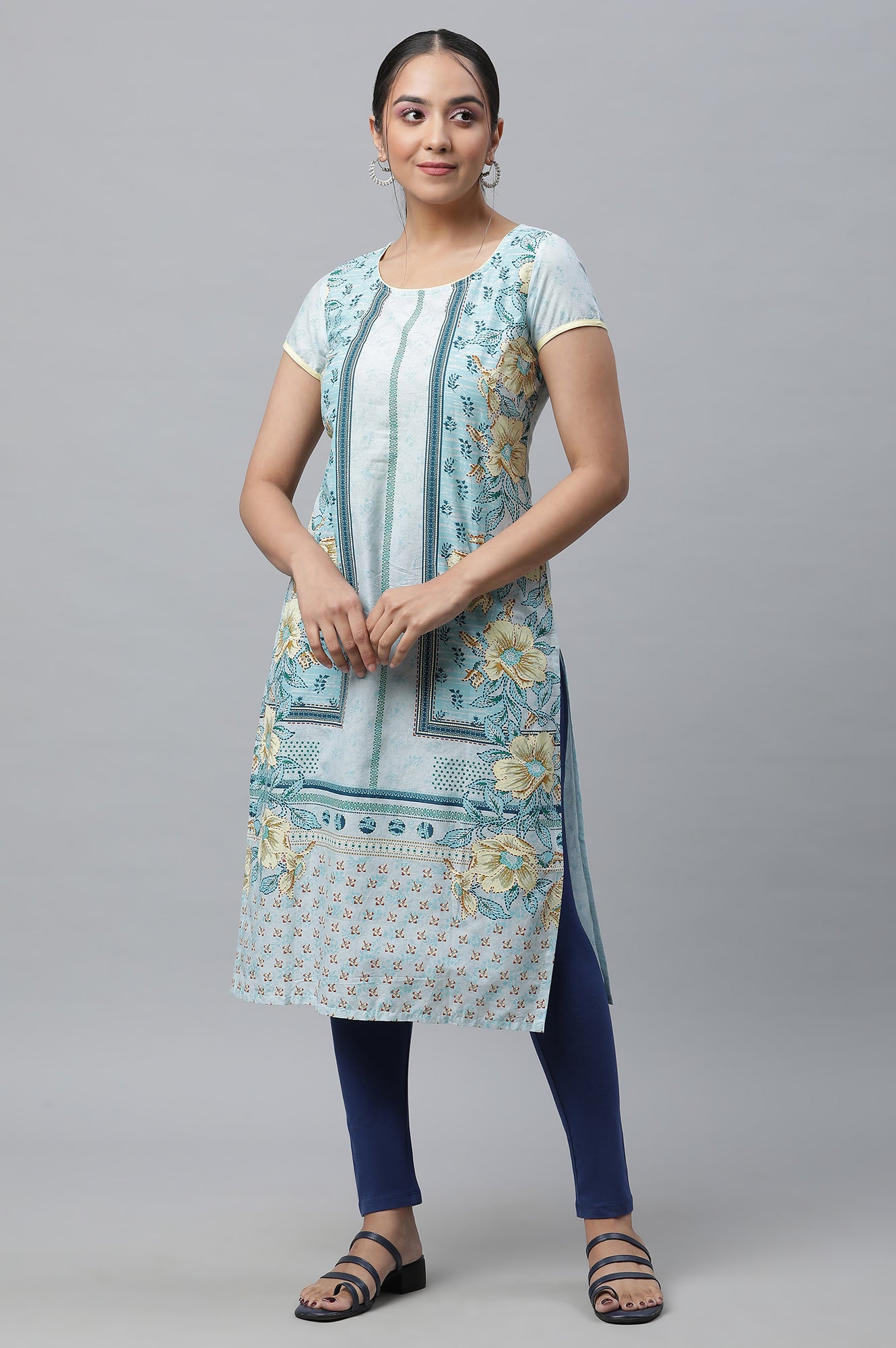 Whisper Blue Ethnic Cotton kurta