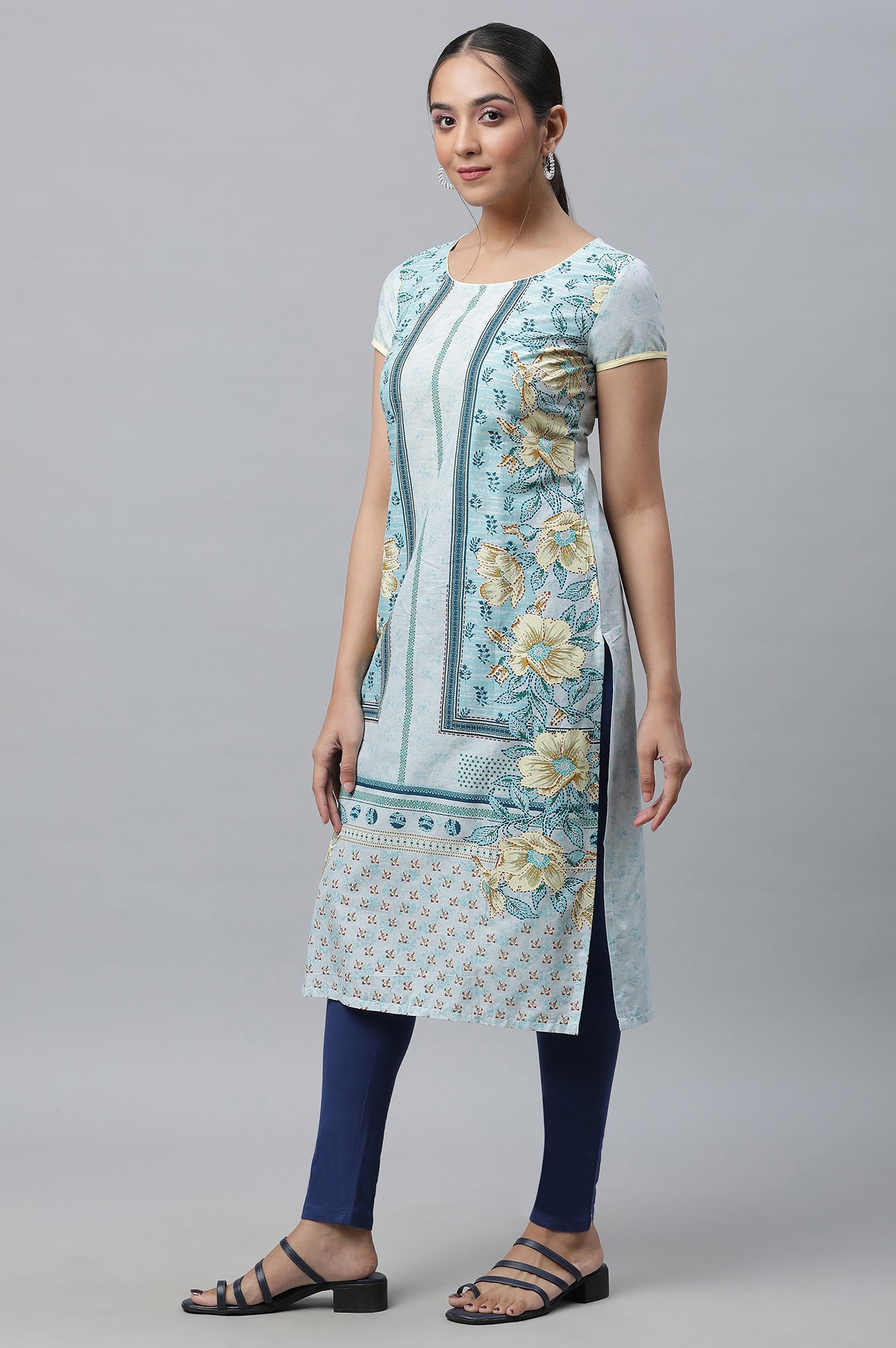 Whisper Blue Ethnic Cotton kurta