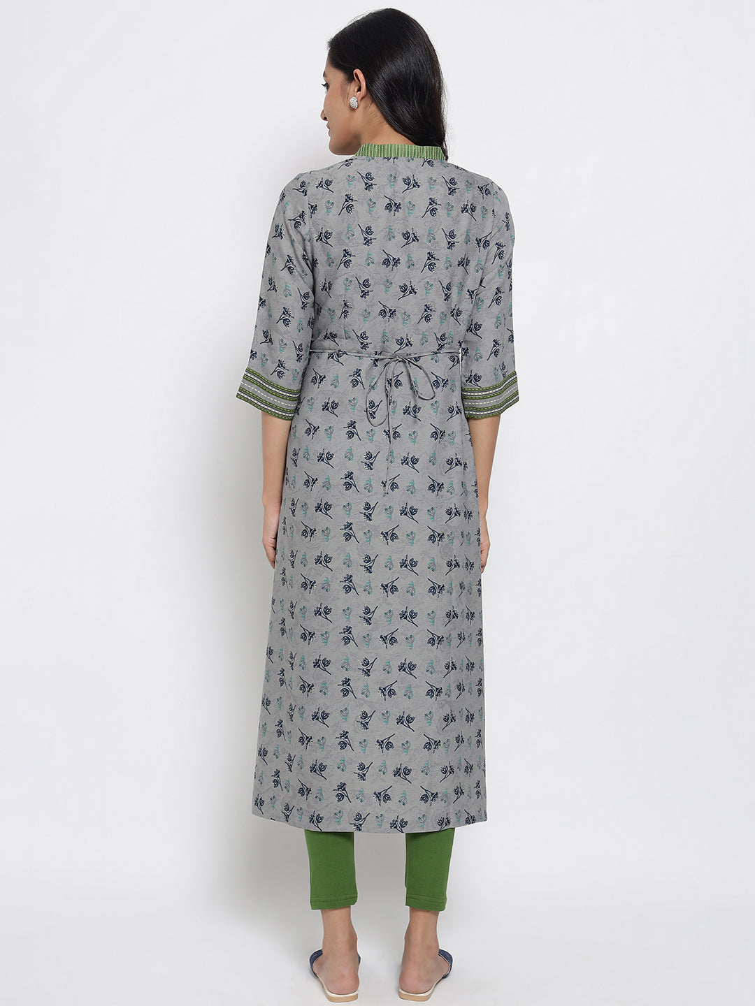 Grey Printed Ethnic kurta