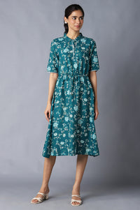 Dark Green Floral Print Dress