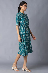 Dark Green Floral Print Dress