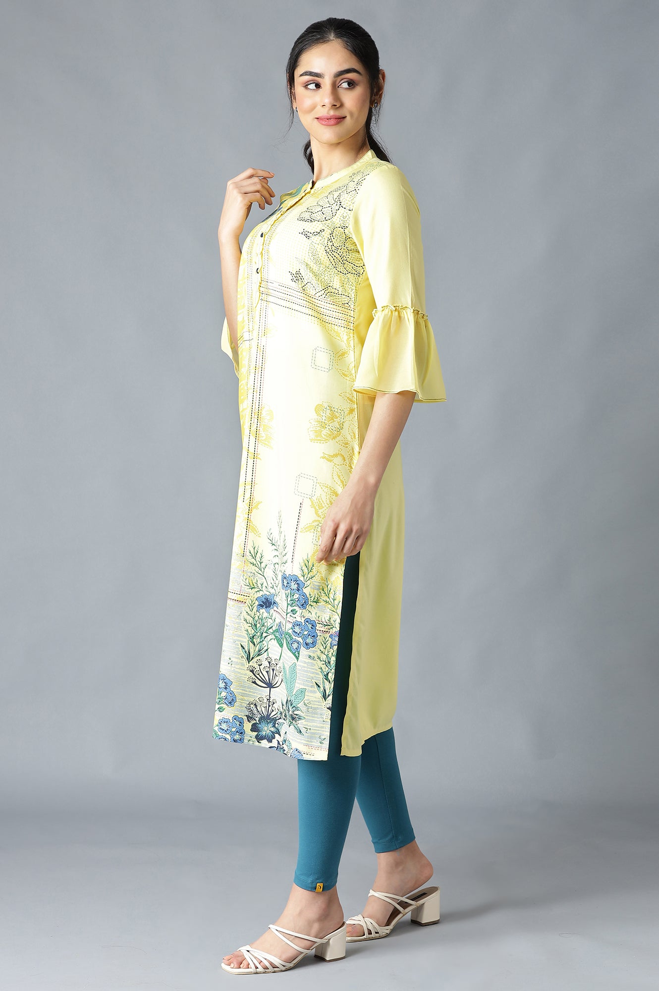 Yellow Floral Print kurta