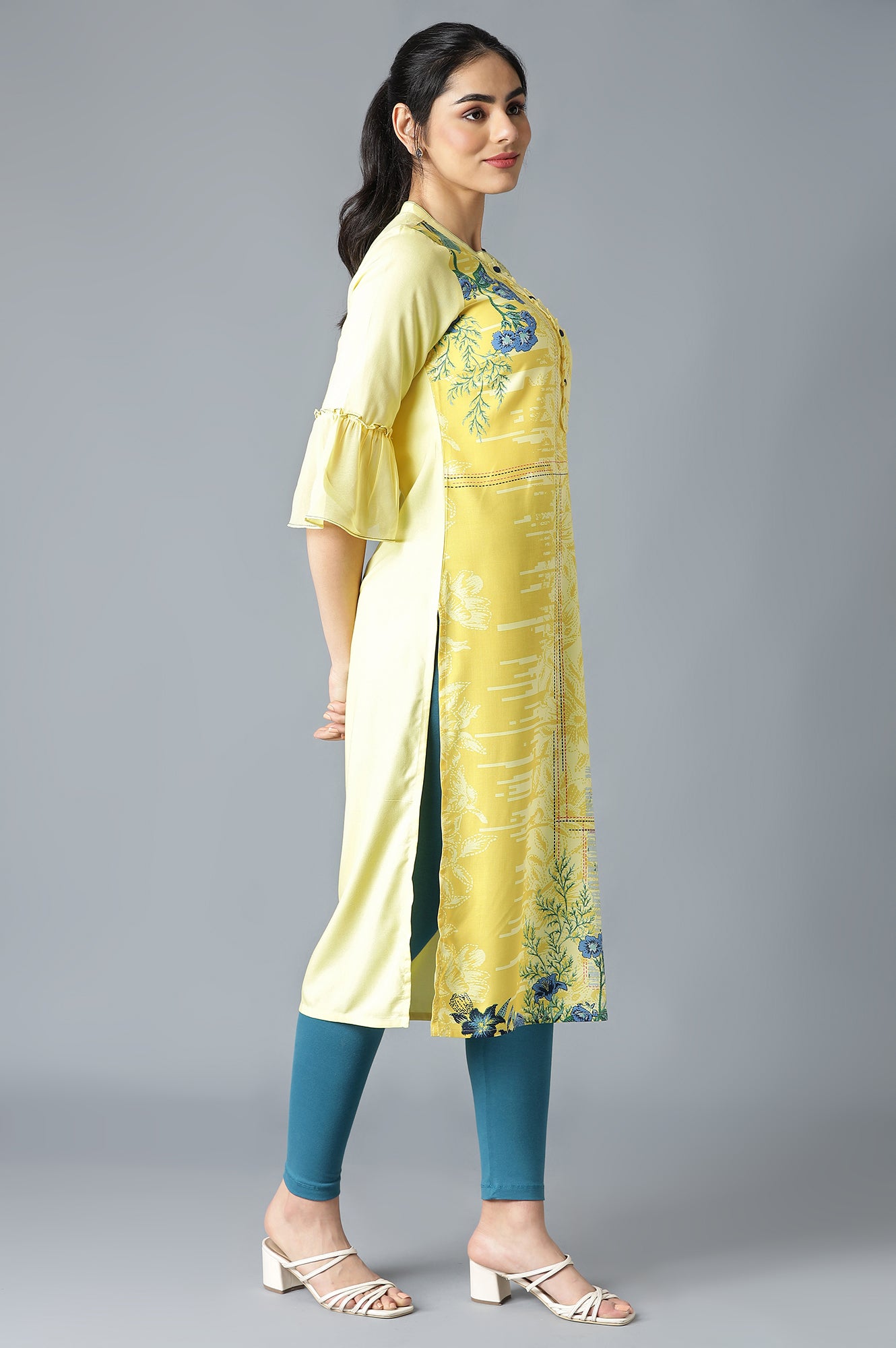 Yellow Floral Print kurta