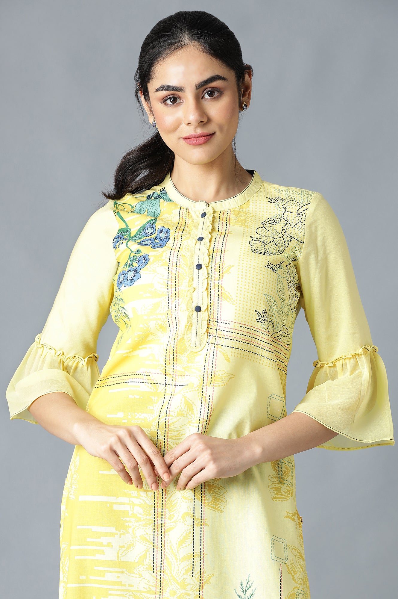 Yellow Floral Print kurta