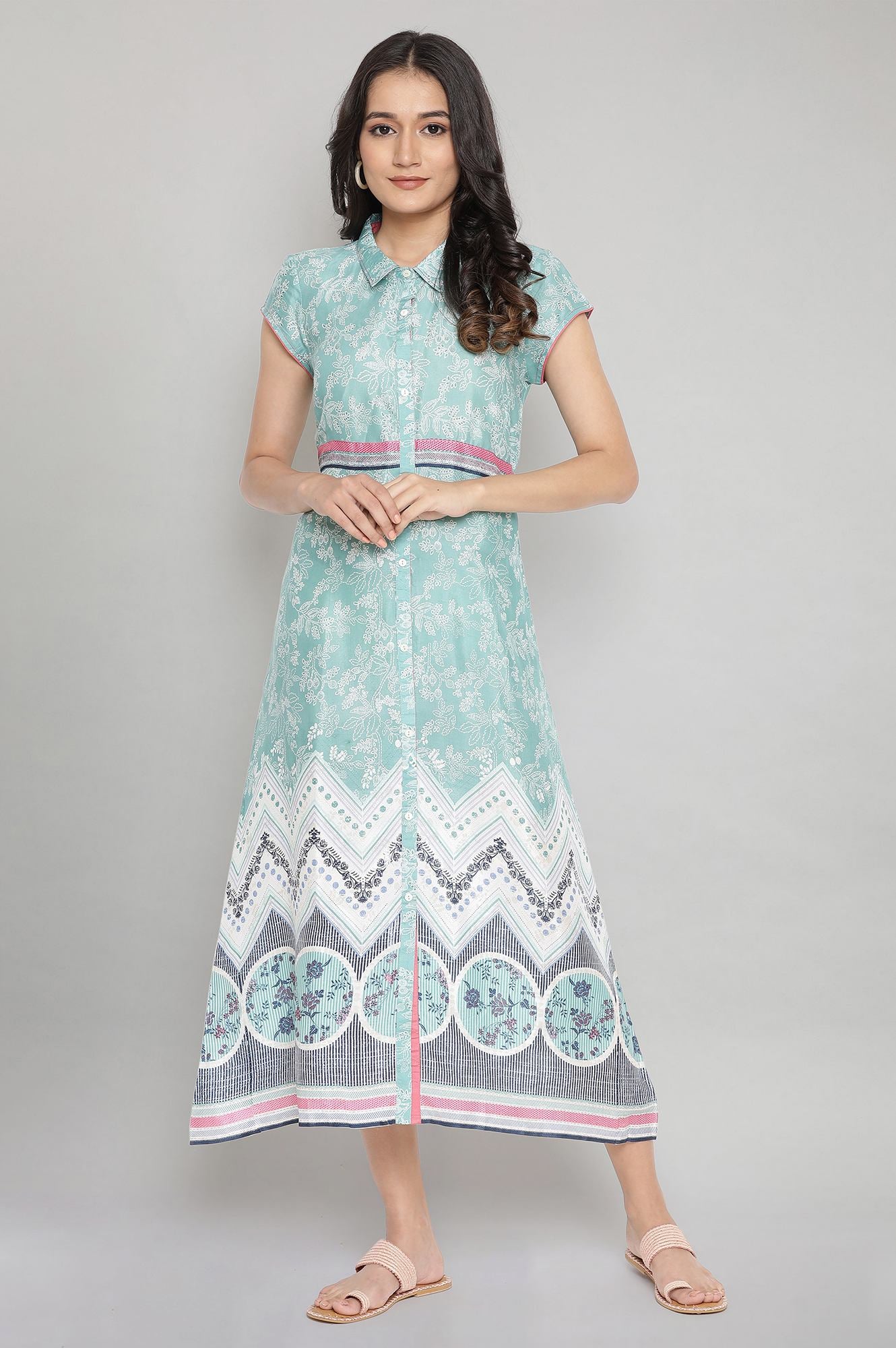 Ocean Wave Green Breezy Dress