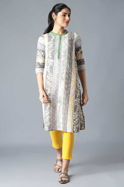 Grey Cotton Printed kurta