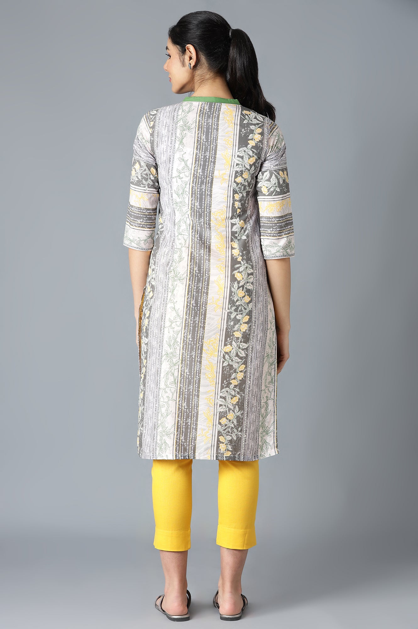 Grey Cotton Printed kurta