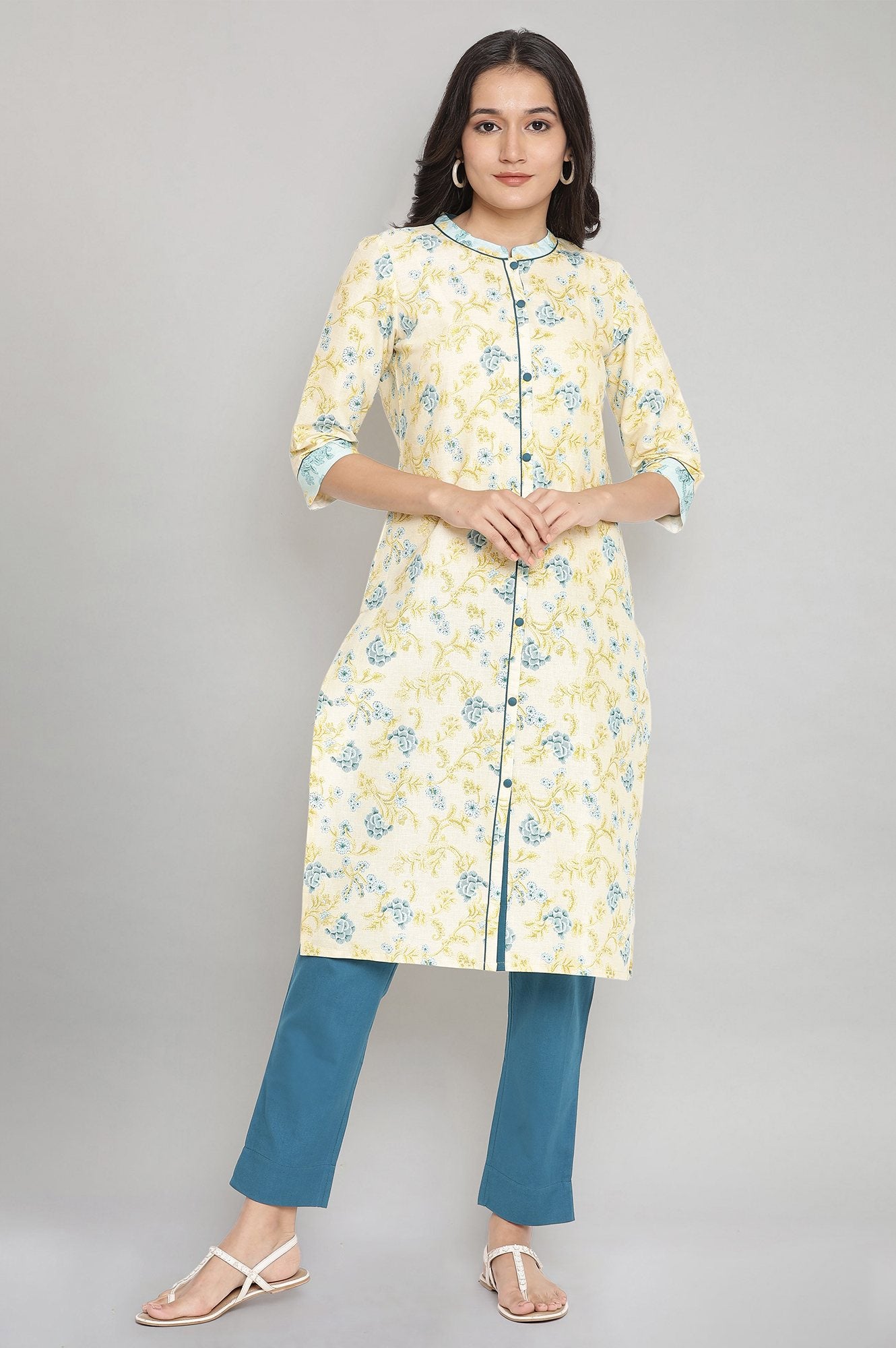 Yellow Floral Print kurta