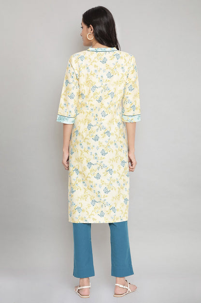 Yellow Floral Print kurta