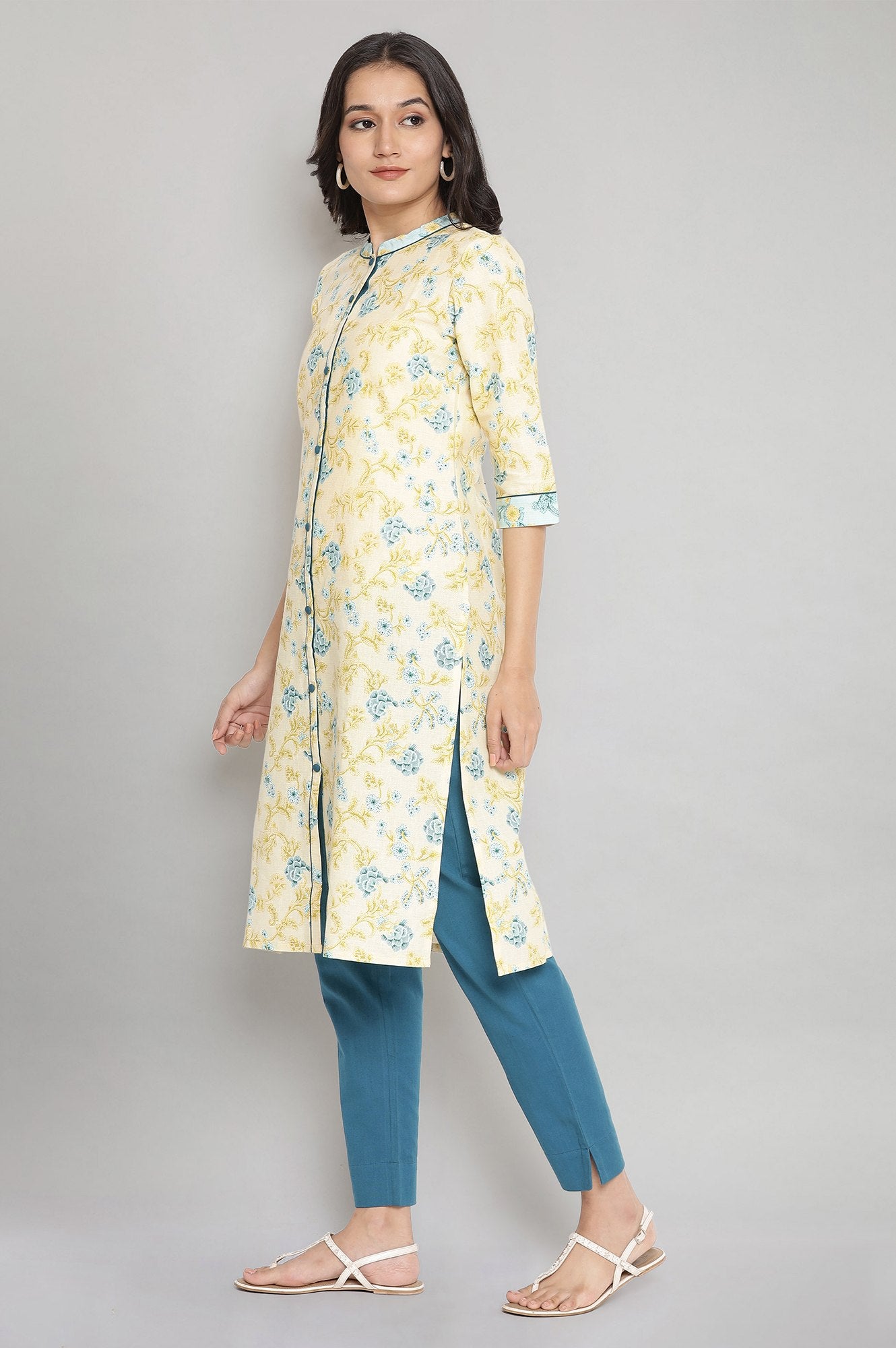 Yellow Floral Print kurta