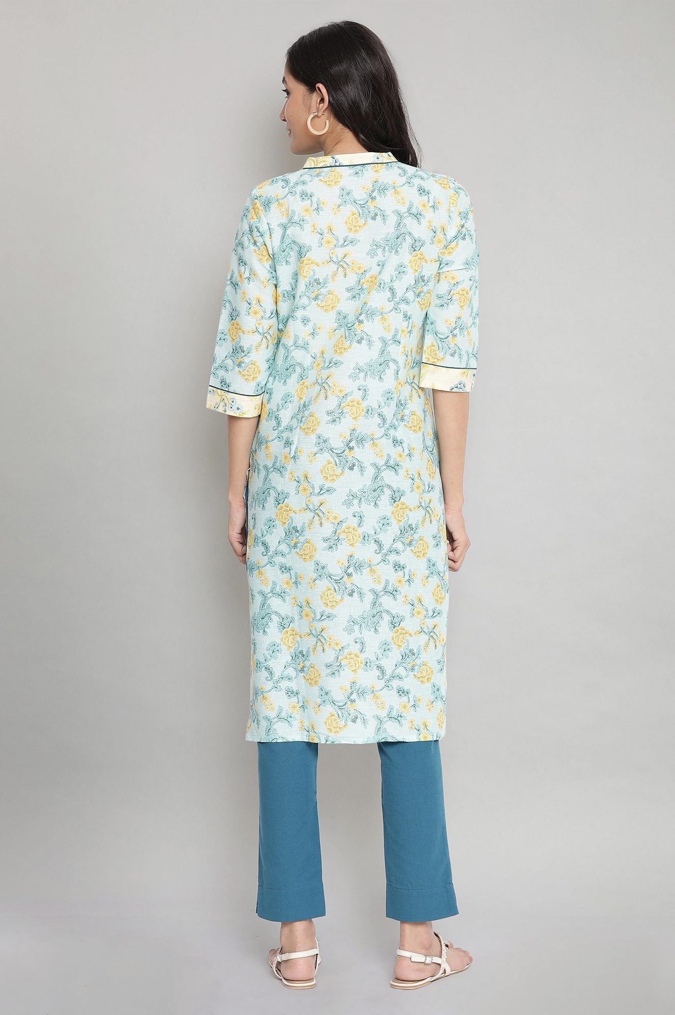 Glacier Blue Floral Print kurta