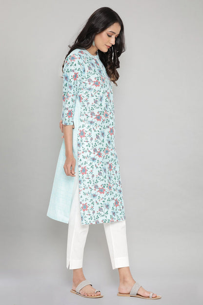 Blue Cotton Floral kurta