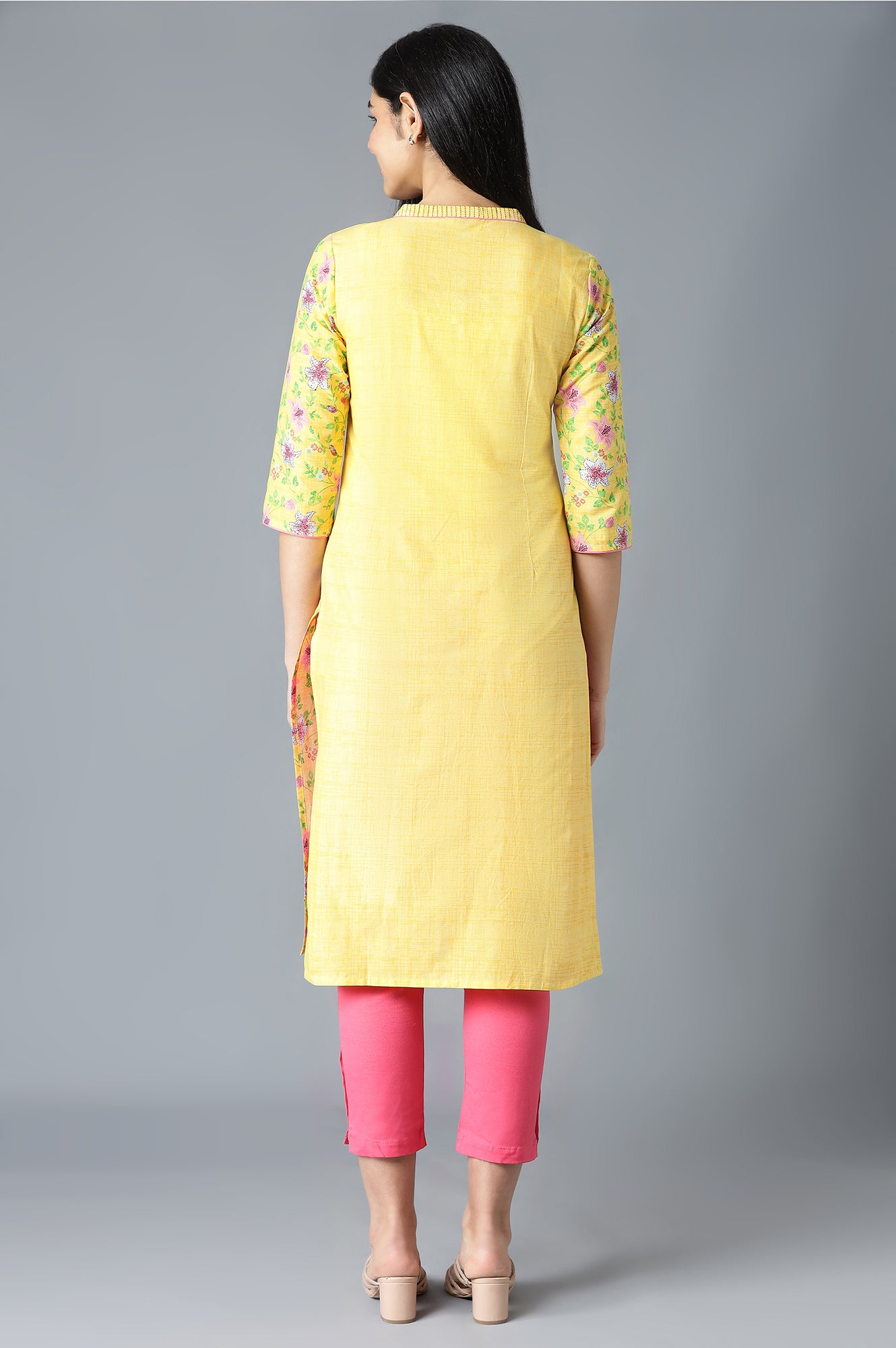 Yellow Floral Printed kurta