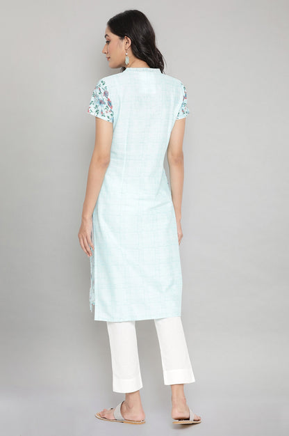 Blue Cotton Floral kurta