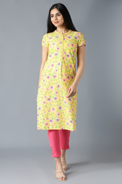 Yellow Floral Printed kurta