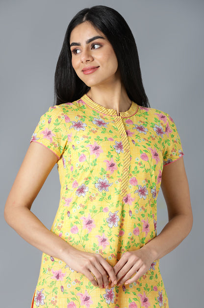 Yellow Floral Printed kurta