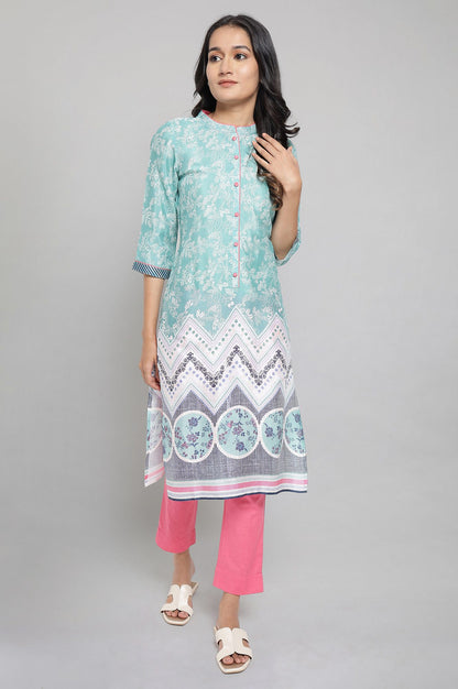 Green Floral Print kurta