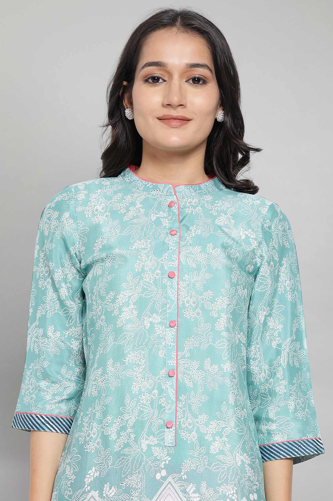 Green Floral Print kurta