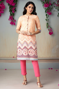 Peach Floral Print kurta