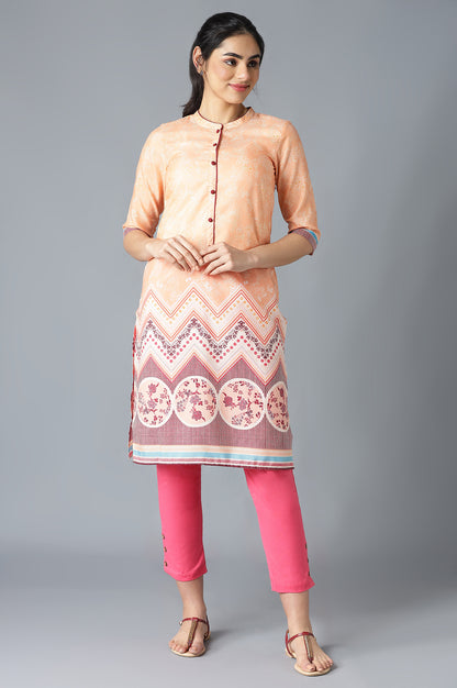 Peach Floral Print kurta