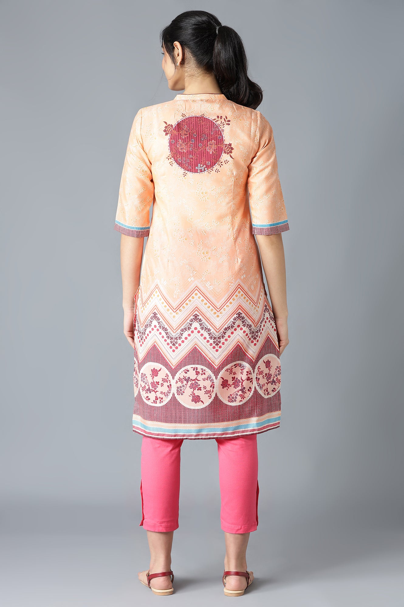 Peach Floral Print kurta