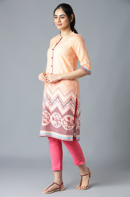 Peach Floral Print kurta