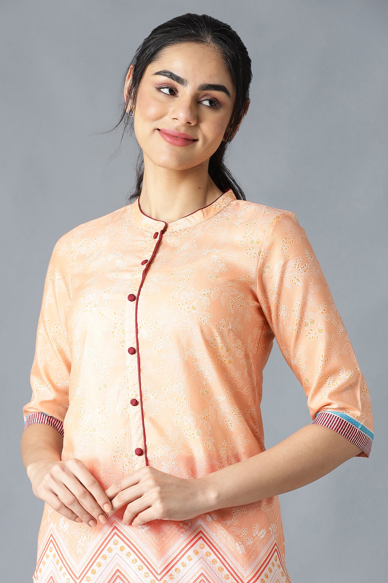 Peach Floral Print kurta