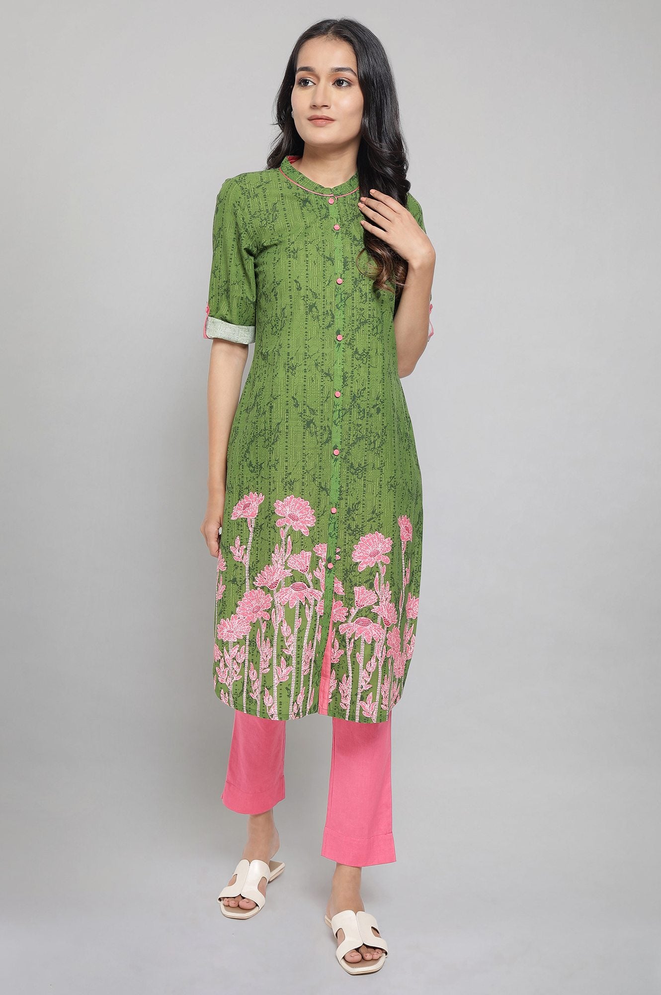 Moss Green Ethnic kurta