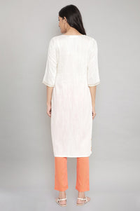 Orange Foil Print Straight kurta