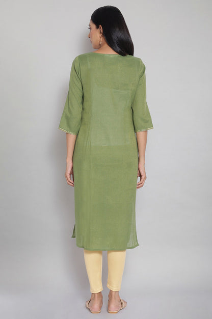 Green Zari Embroidered kurta