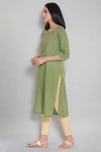 Green Zari Embroidered kurta